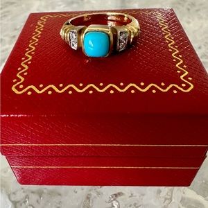 Gold turquoise diamond ring